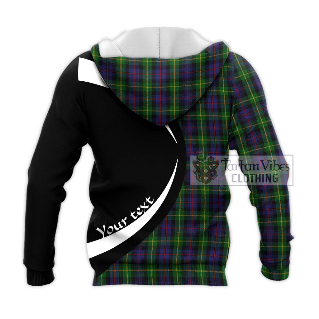 Tartan Vibes Clothing Farquharson Tartan Knitted Hoodie with Family Crest Circle Style