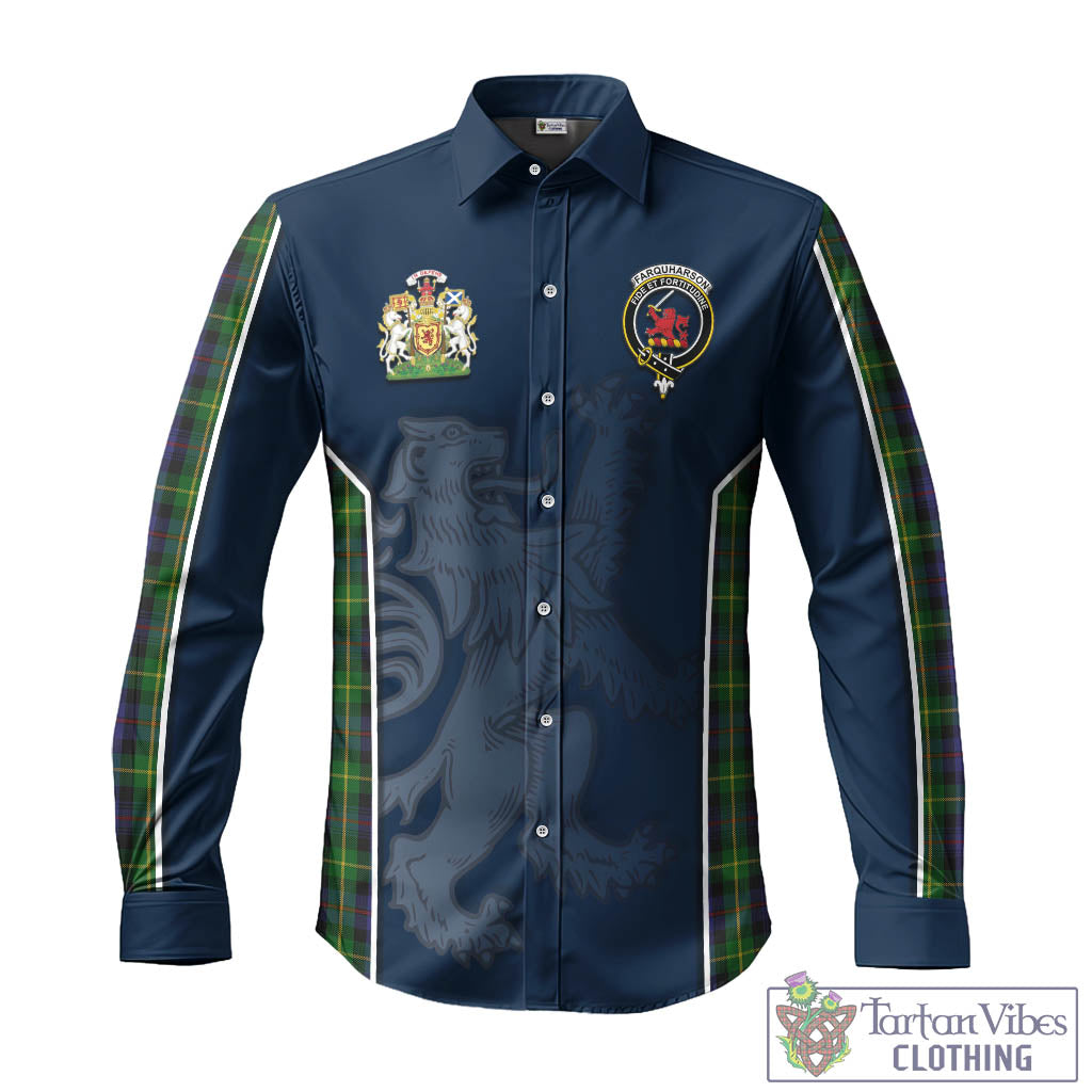 Tartan Vibes Clothing Farquharson Tartan Long Sleeve Button Up Shirt with Family Crest and Lion Rampant Vibes Sport Style