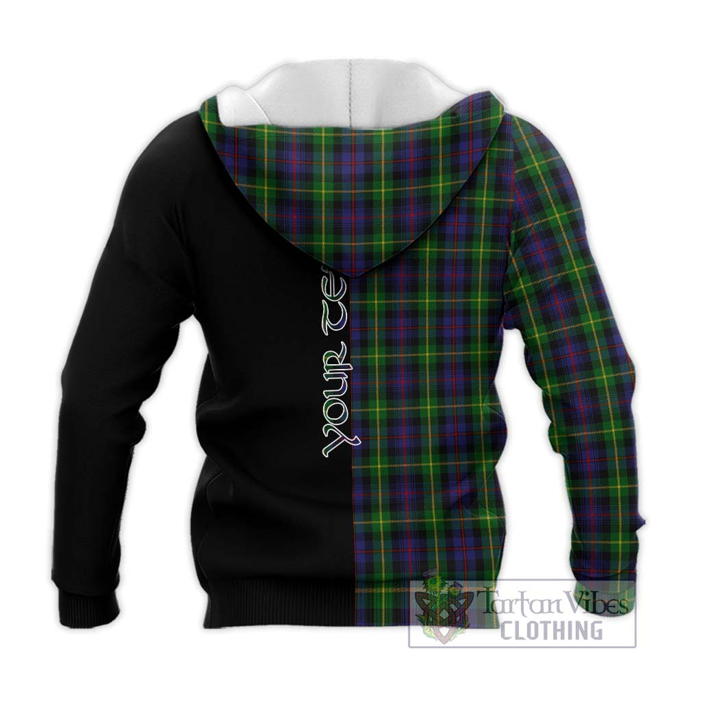 Farquharson Tartan Knitted Hoodie with Family Crest and Half Of Me Style - Tartanvibesclothing Shop