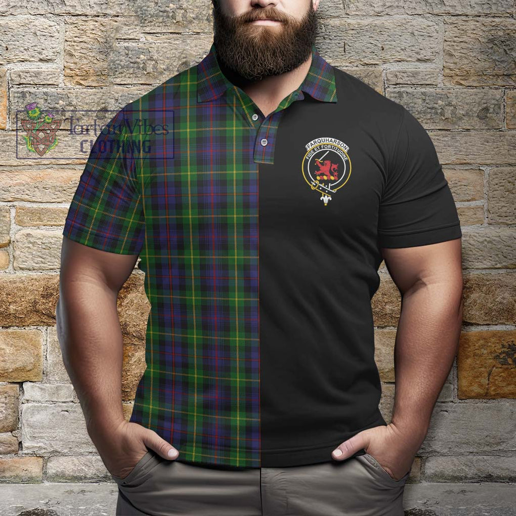 Farquharson Tartan Polo Shirt with Family Crest and Half Of Me Style - Tartanvibesclothing Shop