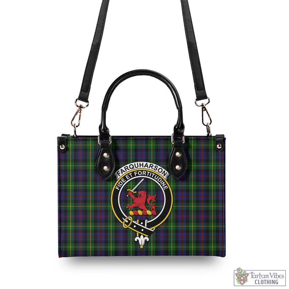 Farquharson Tartan Luxury Leather Handbags with Family Crest - Tartan Vibes Clothing