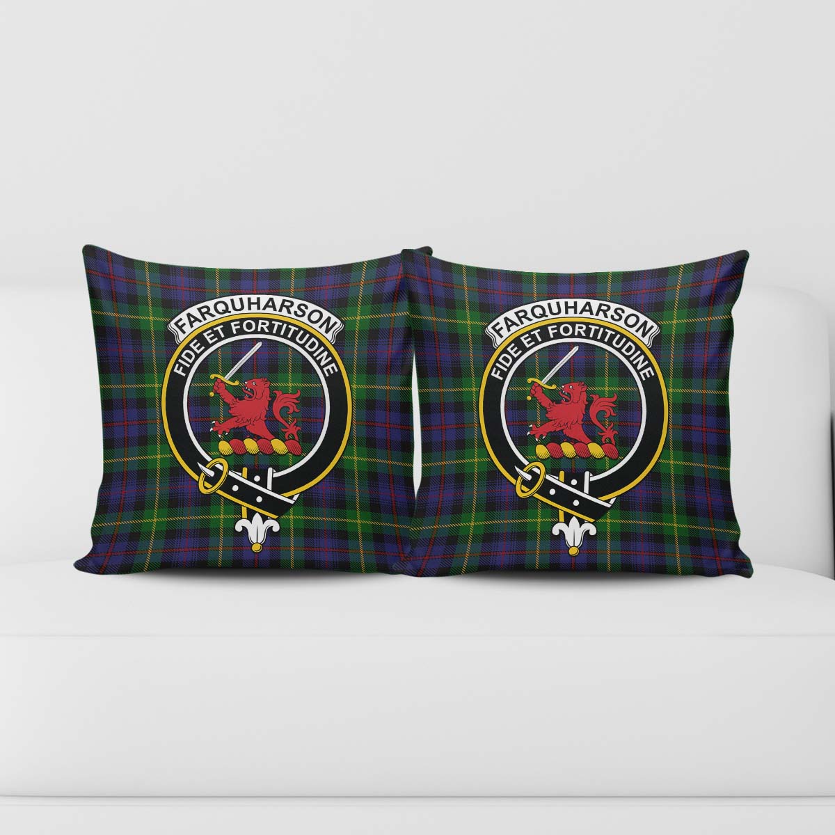 Farquharson Tartan Pillow Cover with Family Crest - Tartanvibesclothing