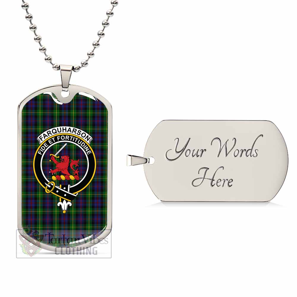 Tartan Vibes Clothing Farquharson Tartan Dog Tag Necklace with Family Crest