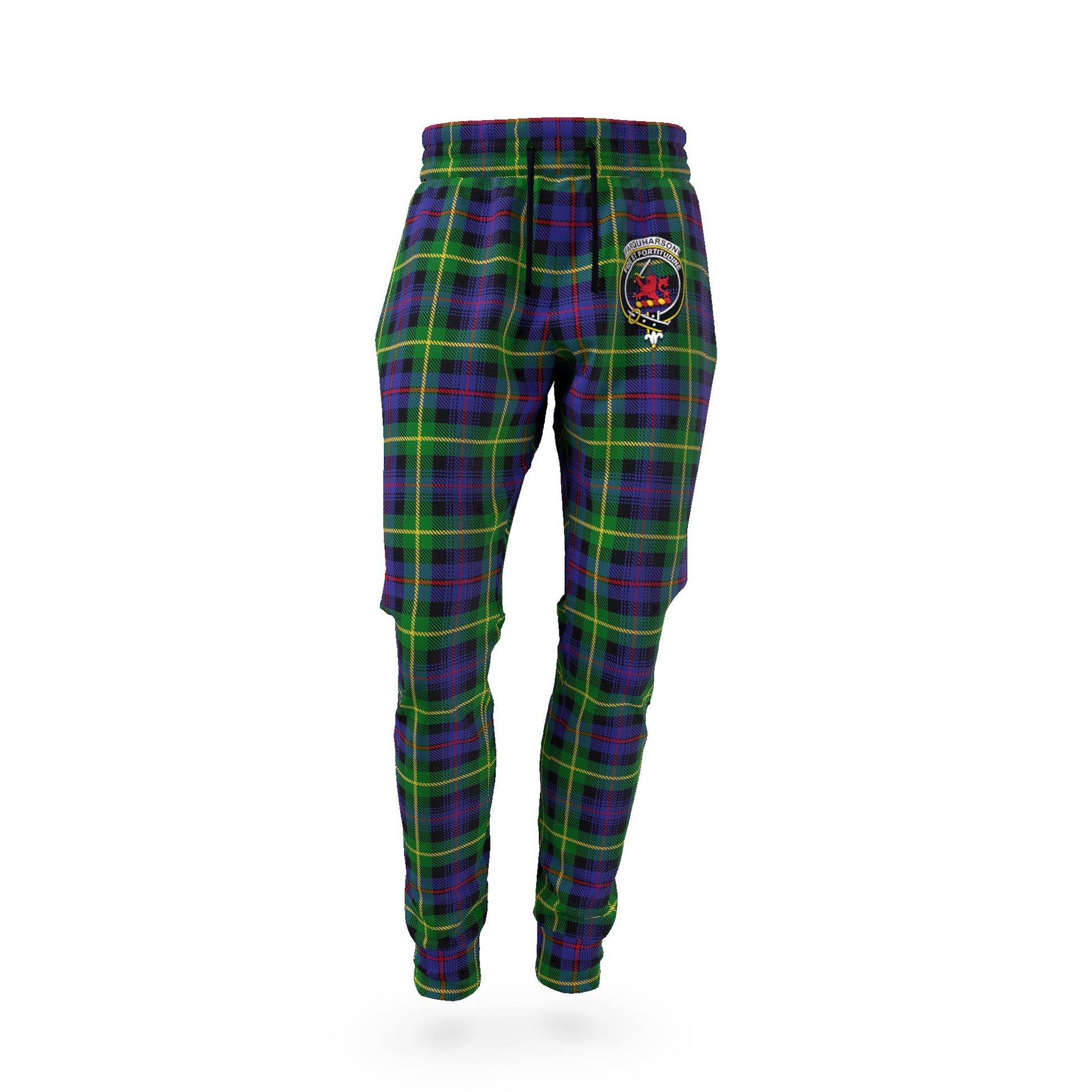 Farquharson Tartan Joggers Pants with Family Crest - Tartan Vibes Clothing