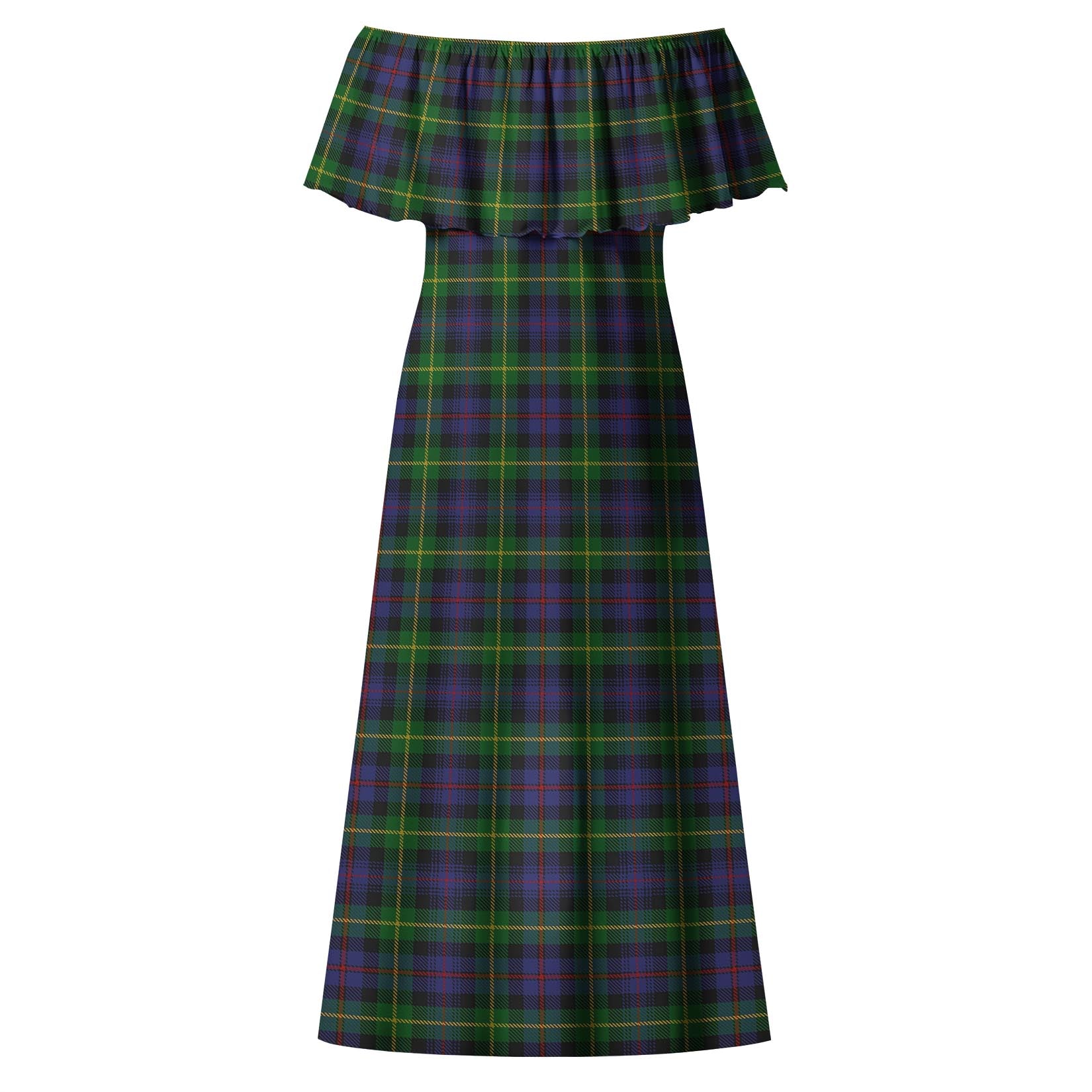 Farquharson Tartan Off Shoulder Long Dress - Tartanvibesclothing