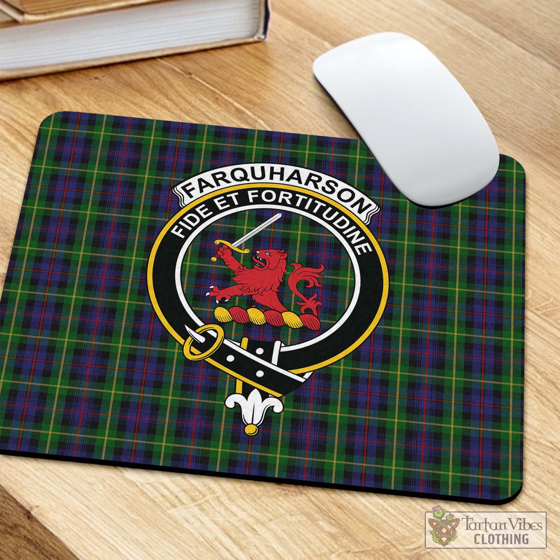 Tartan Vibes Clothing Farquharson Tartan Mouse Pad with Family Crest