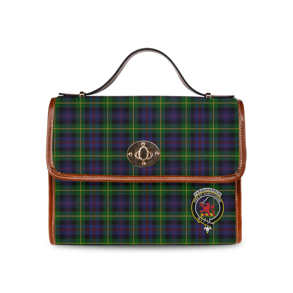 farquharson-tartan-leather-strap-waterproof-canvas-bag-with-family-crest