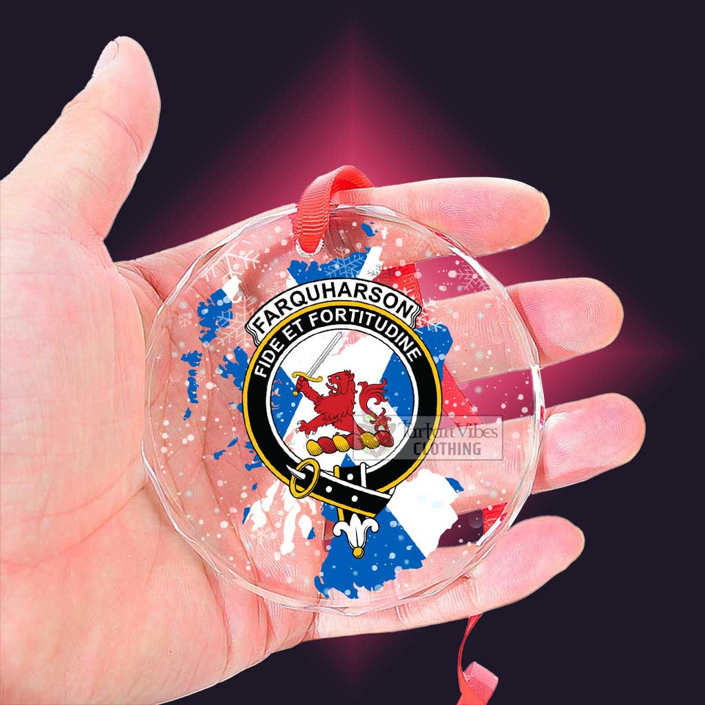 Tartan Vibes Clothing Farquharson Clan Crest Christmas Glass Ornament with Scotland Map