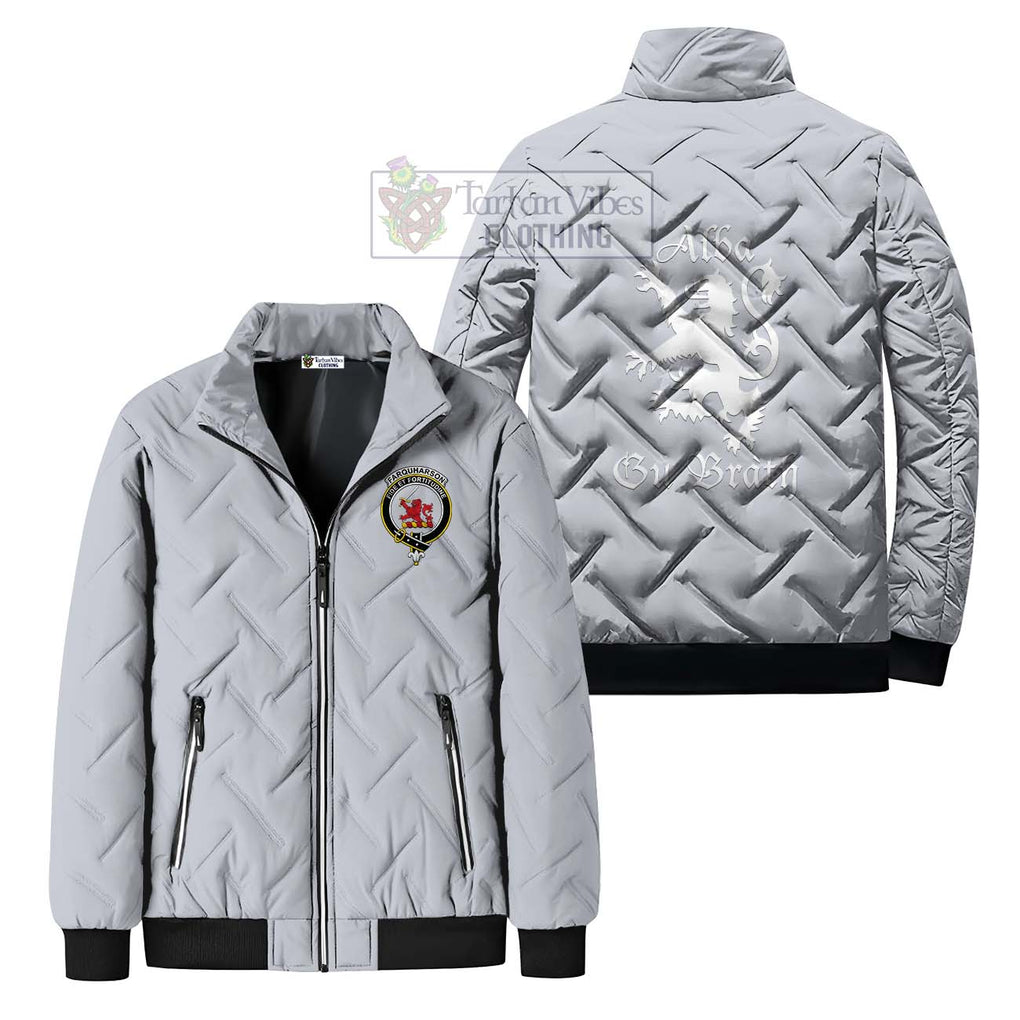 Farquharson Family Crest Padded Cotton Jacket Lion Rampant Alba Gu Brath Style Gray Unisex - 2D-tartanvibesclothing