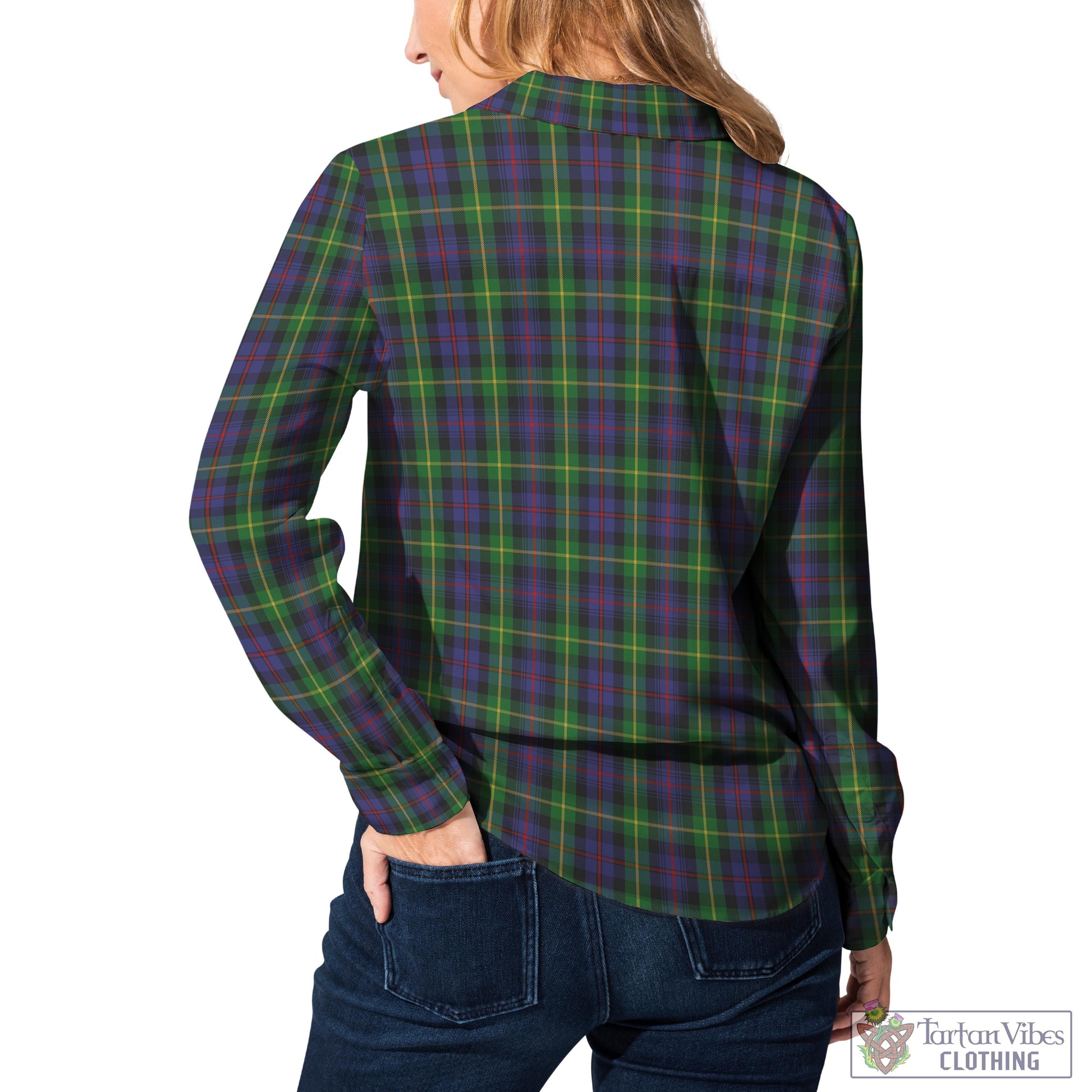 Tartan Vibes Clothing Farquharson Tartan Womens Casual Shirt with Family Crest