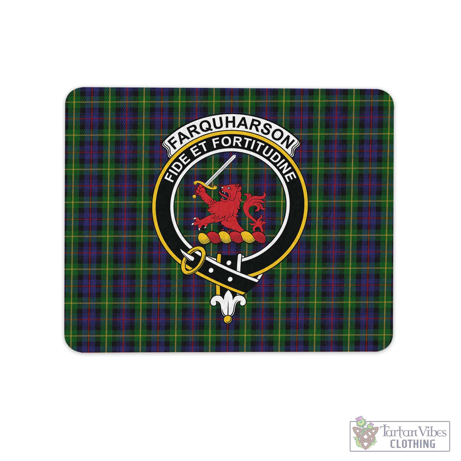 Tartan Vibes Clothing Farquharson Tartan Mouse Pad with Family Crest