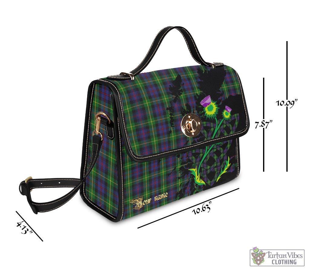 Tartan Vibes Clothing Farquharson Tartan Waterproof Canvas Bag with Scotland Map and Thistle Celtic Accents