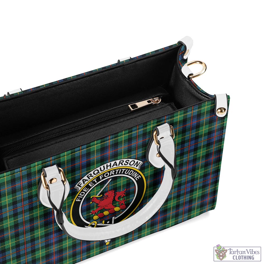 Tartan Vibes Clothing Farquharson Ancient Tartan Luxury Leather Handbags with Family Crest