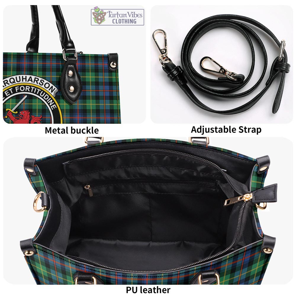 Tartan Vibes Clothing Farquharson Ancient Tartan Luxury Leather Handbags with Family Crest