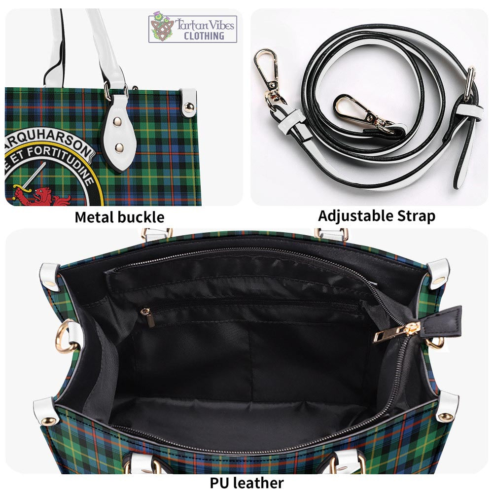 Tartan Vibes Clothing Farquharson Ancient Tartan Luxury Leather Handbags with Family Crest