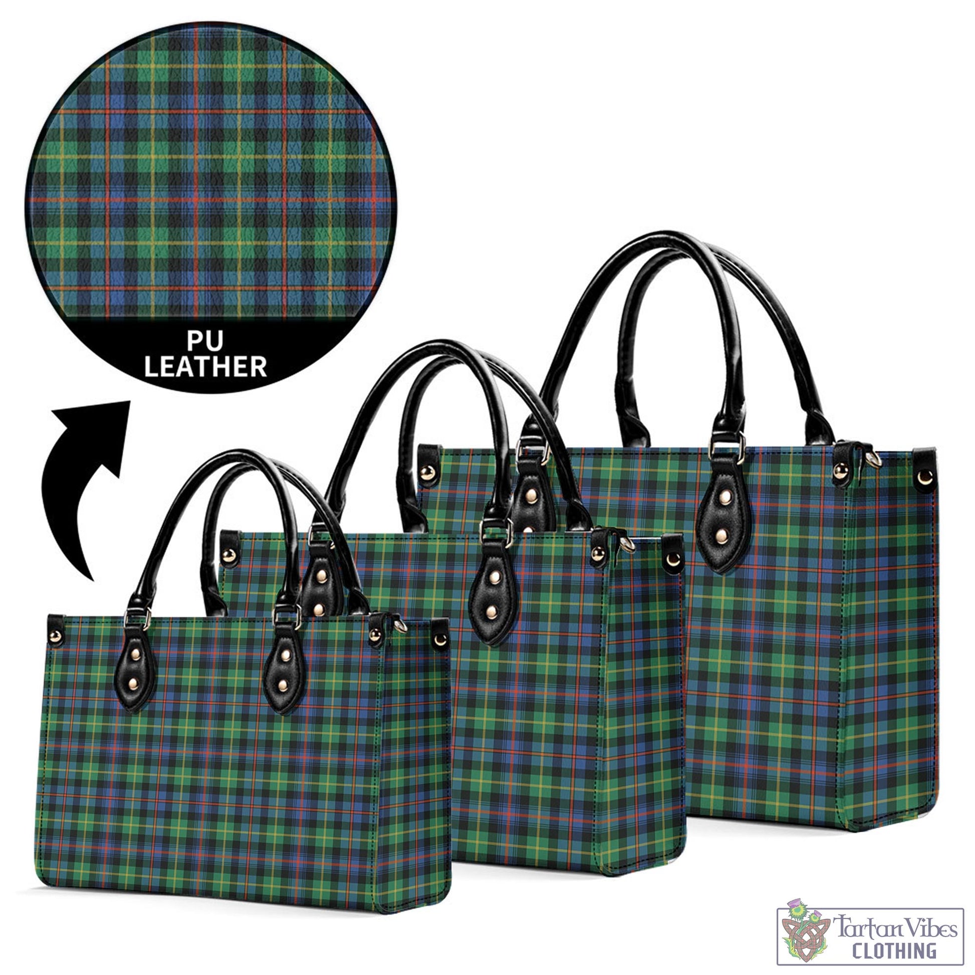 Tartan Vibes Clothing Farquharson Ancient Tartan Luxury Leather Handbags