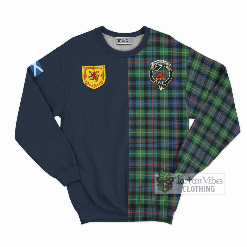 Tartan Vibes Clothing Farquharson Ancient Tartan Sweatshirt with Scottish Lion Royal Arm Half Style