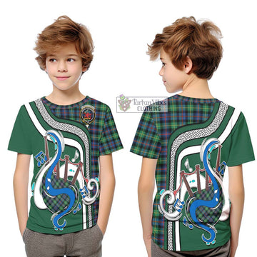 Farquharson Ancient Tartan Kid T-Shirt with Epic Bagpipe Style