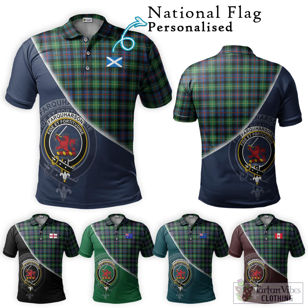 Farquharson Ancient Tartan Polo Shirt with Personalised National Flag and Family Crest Half Style Maroon - Tartanvibesclothing Shop