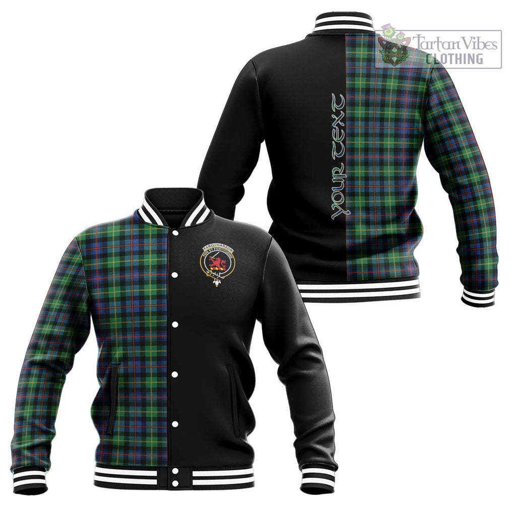 Farquharson Ancient Tartan Baseball Jacket with Family Crest and Half Of Me Style Unisex - Tartanvibesclothing Shop