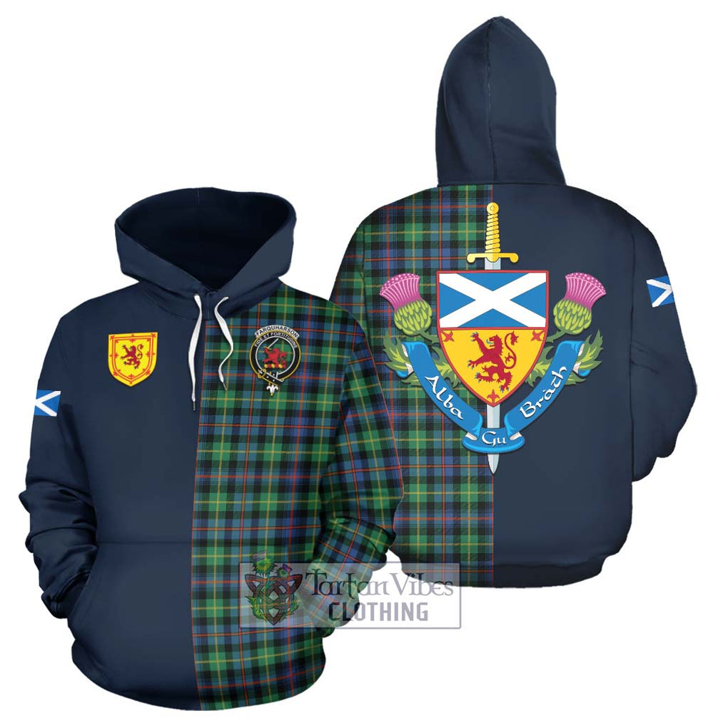 Tartan Vibes Clothing Farquharson Ancient Tartan Hoodie with Scottish Lion Royal Arm Half Style