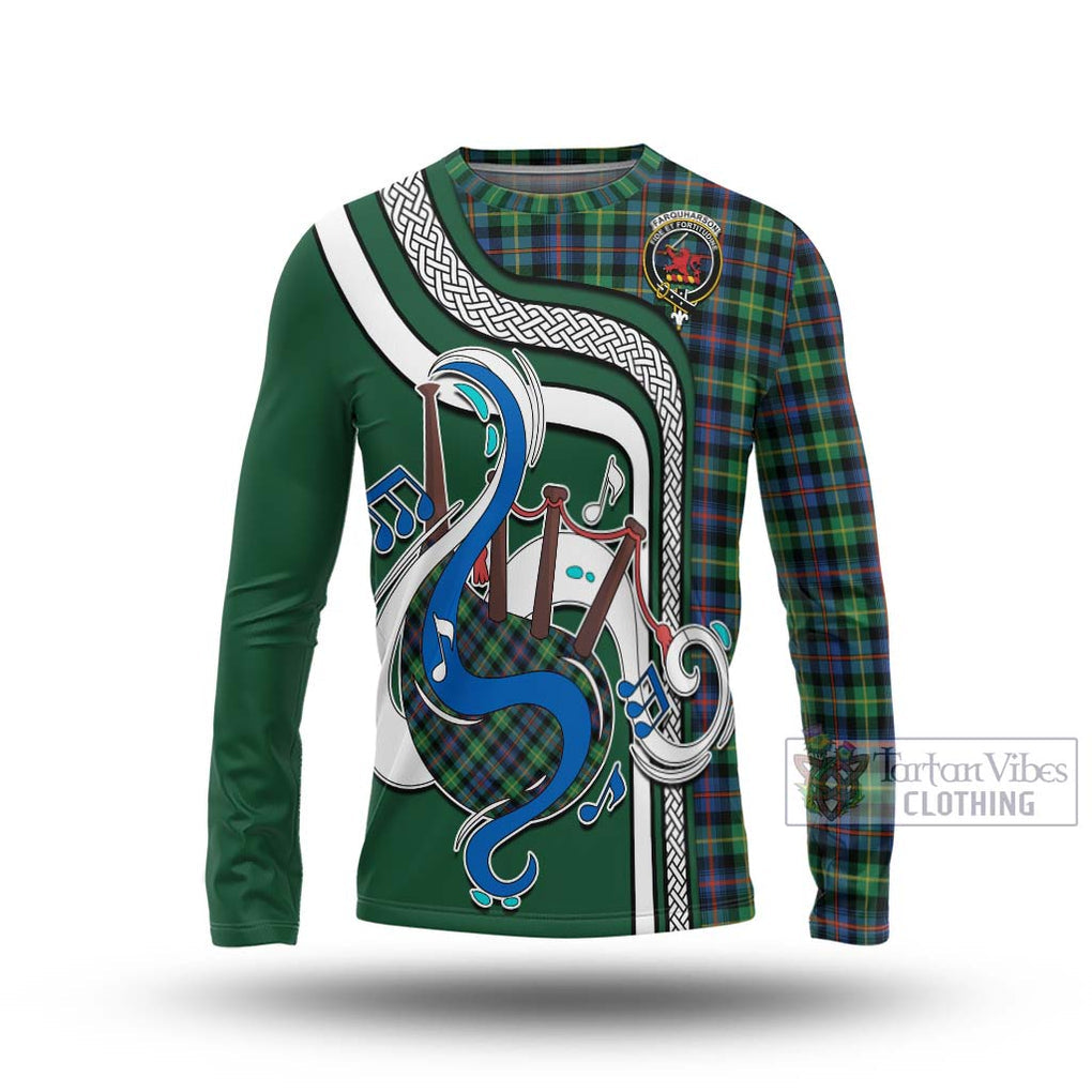 Tartan Vibes Clothing Farquharson Ancient Tartan Long Sleeve T-Shirt with Epic Bagpipe Style