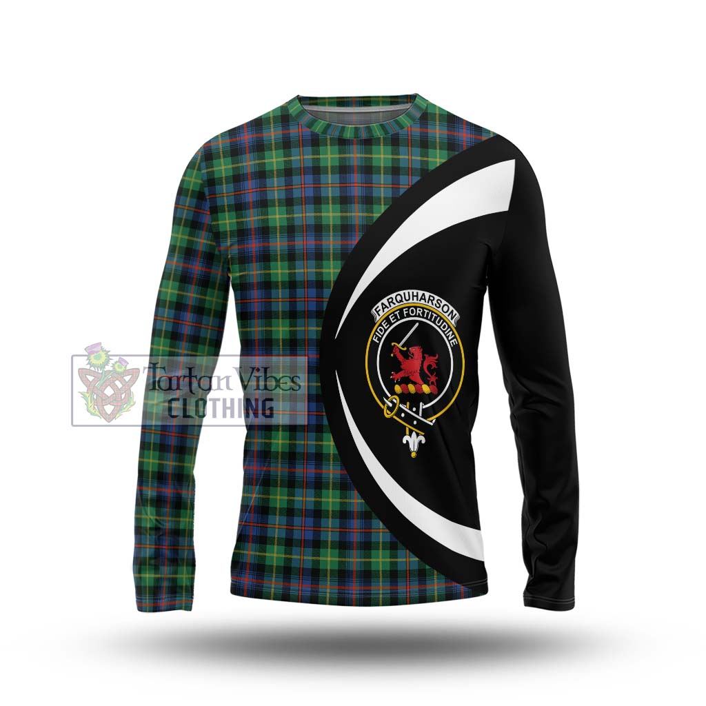 Farquharson Ancient Tartan Long Sleeve T-Shirt with Family Crest Circle Style Unisex - Tartan Vibes Clothing