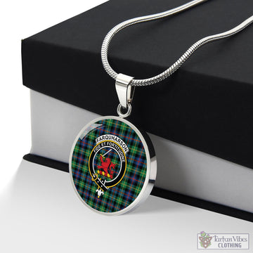 Farquharson Ancient Tartan Circle Necklace with Family Crest