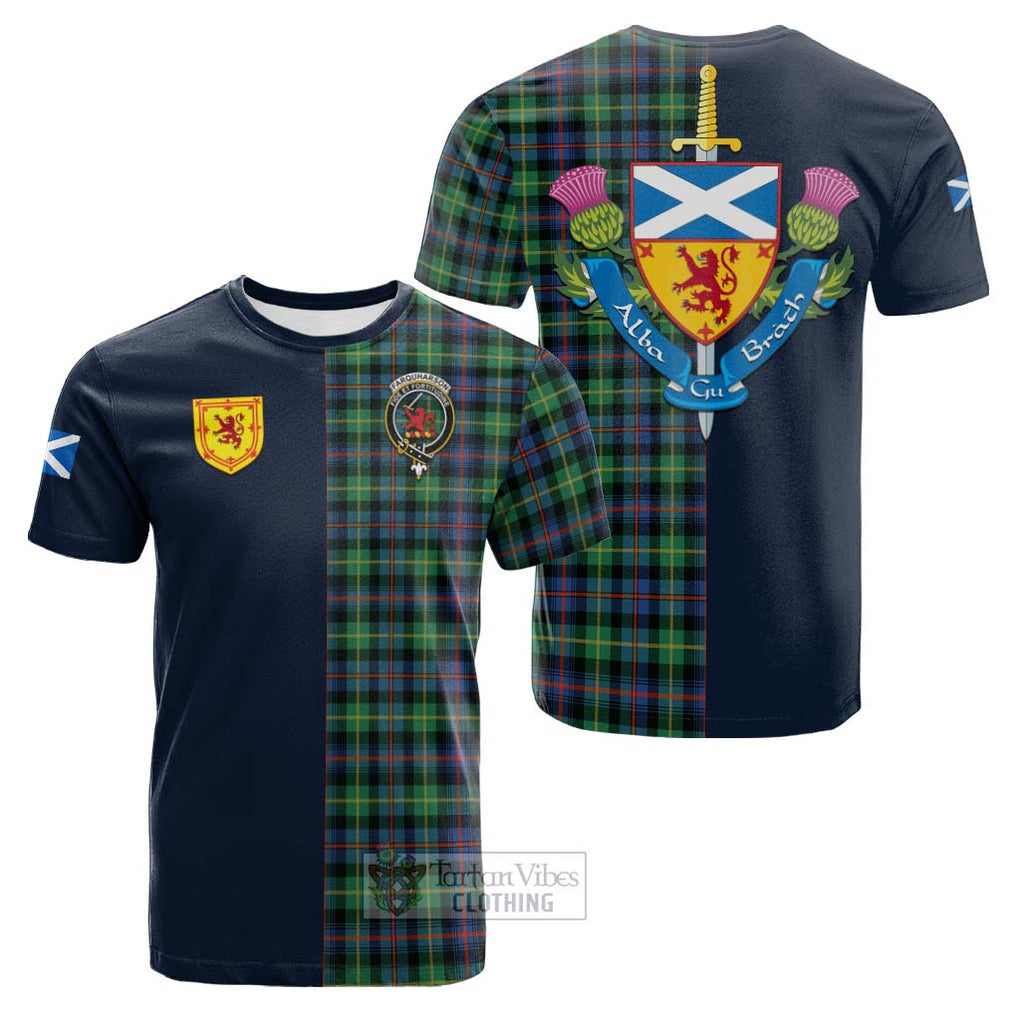 Tartan Vibes Clothing Farquharson Ancient Tartan Cotton T-shirt with Scottish Lion Royal Arm Half Style