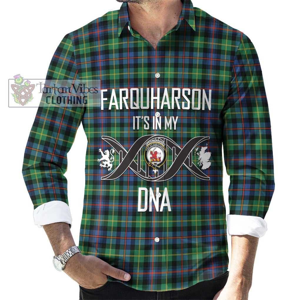 Farquharson Ancient Tartan Long Sleeve Button Shirt with Family Crest DNA In Me Style Men's Shirt S - Tartanvibesclothing Shop