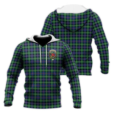 Farquharson Ancient Tartan Knitted Hoodie with Family Crest