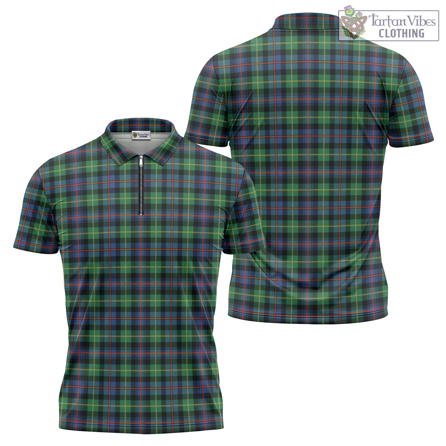 Tartan Vibes Clothing Farquharson Ancient Tartan Zipper Polo Shirt