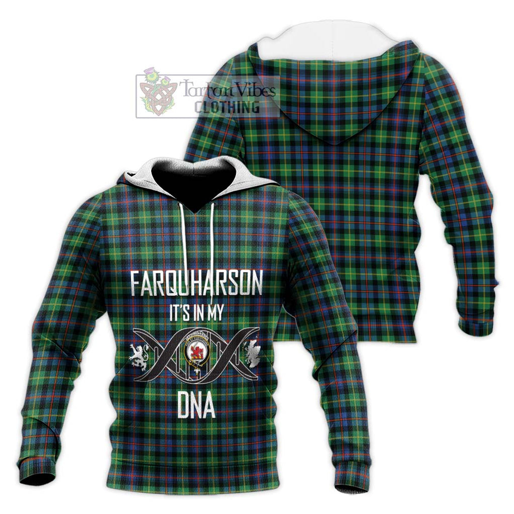 Farquharson Ancient Tartan Knitted Hoodie with Family Crest DNA In Me Style Unisex Knitted Pullover Hoodie - Tartanvibesclothing Shop