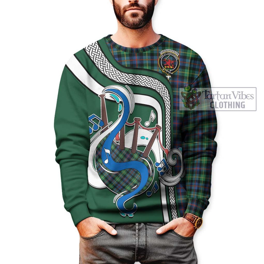 Farquharson Ancient Tartan Sweatshirt with Epic Bagpipe Style Unisex - Tartanvibesclothing Shop