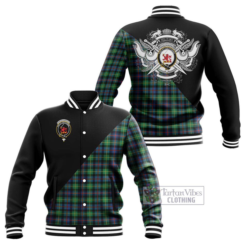 Farquharson Ancient Tartan Baseball Jacket with Family Crest and Military Logo Style Unisex - Tartanvibesclothing Shop