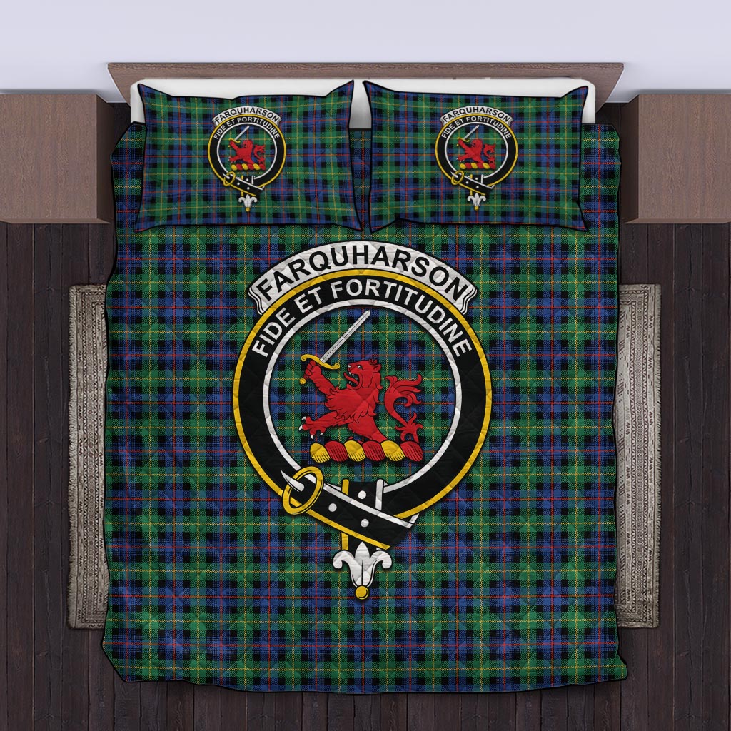 Farquharson Ancient Tartan Quilt Bed Set with Family Crest Twin - Tartan Vibes Clothing