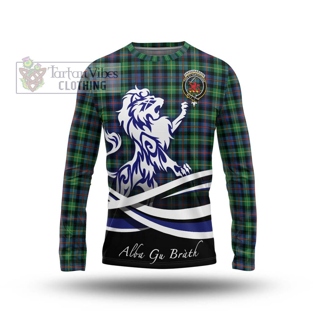 Farquharson Ancient Tartan Long Sleeve T-Shirt with Alba Gu Brath Regal Lion Emblem Unisex - Tartanvibesclothing Shop