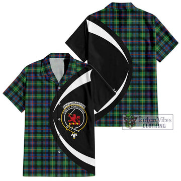 Farquharson Ancient Tartan Short Sleeve Button Up with Family Crest Circle Style