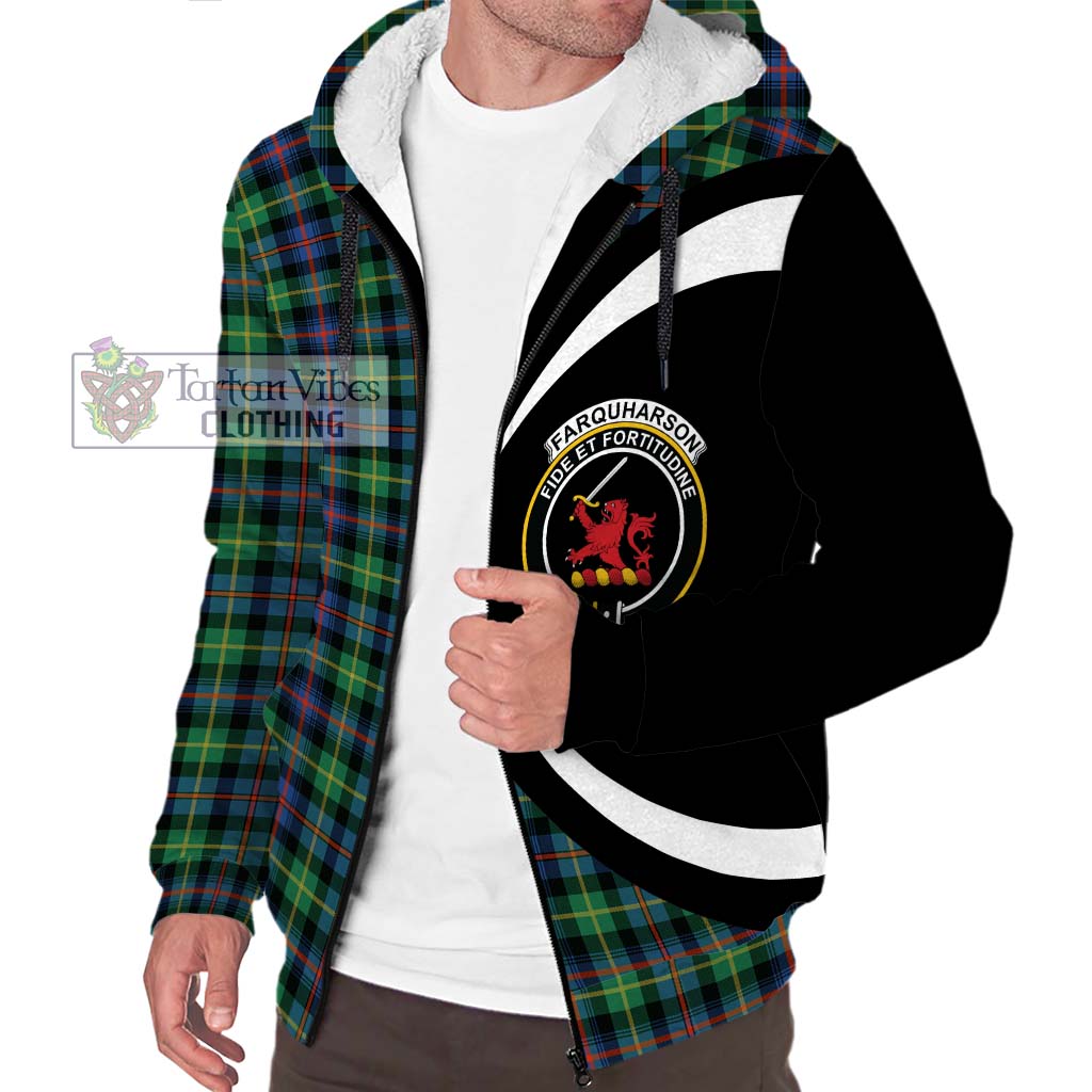 Farquharson Ancient Tartan Sherpa Hoodie with Family Crest Circle Style Unisex S - Tartan Vibes Clothing