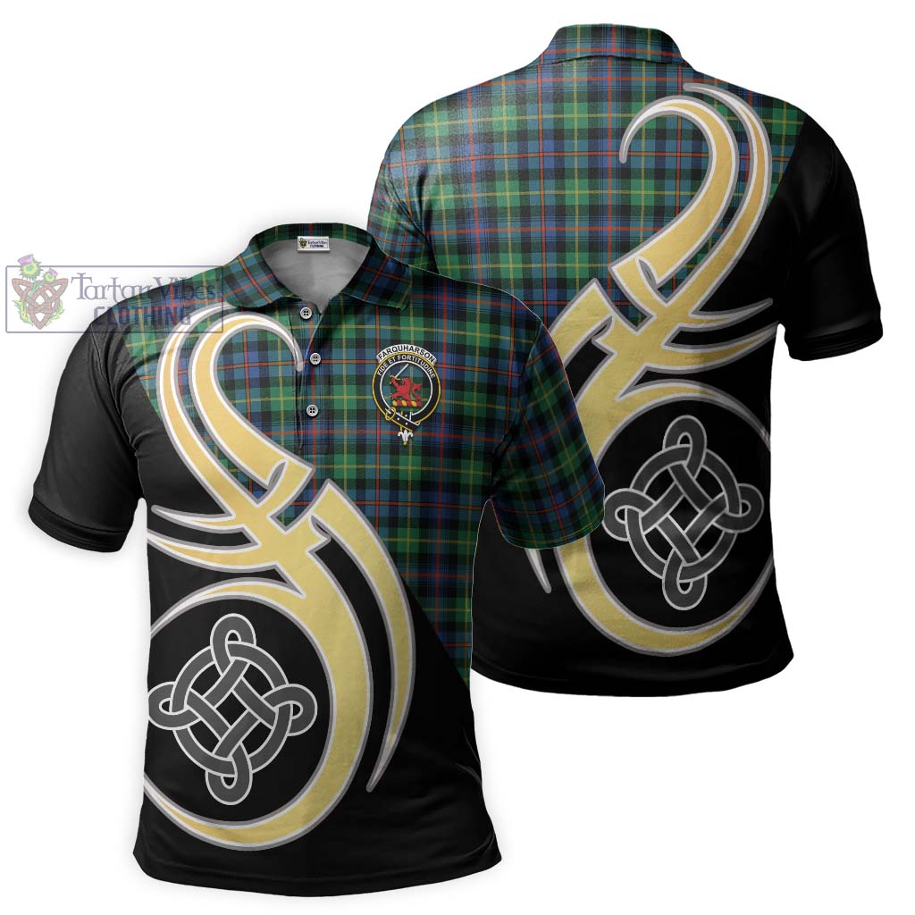 Tartan Vibes Clothing Farquharson Ancient Tartan Polo Shirt with Family Crest and Celtic Symbol Style