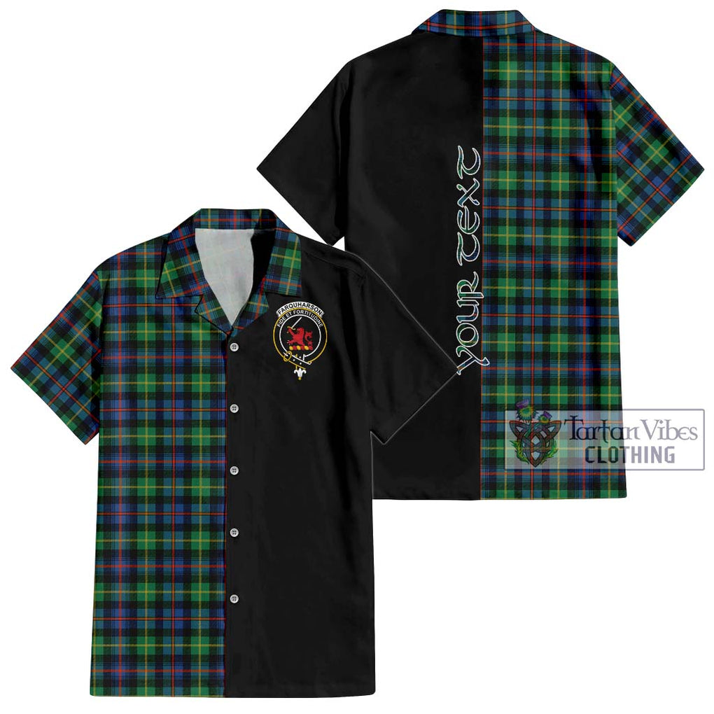 Farquharson Ancient Tartan Short Sleeve Button Shirt with Family Crest and Half Of Me Style Kid - Tartanvibesclothing Shop