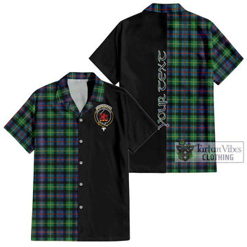 Farquharson Ancient Tartan Short Sleeve Button Shirt with Family Crest and Half Of Me Style