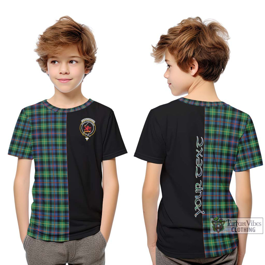 Farquharson Ancient Tartan Kid T-Shirt with Family Crest and Half Of Me Style Youth XL Size14 - Tartanvibesclothing Shop