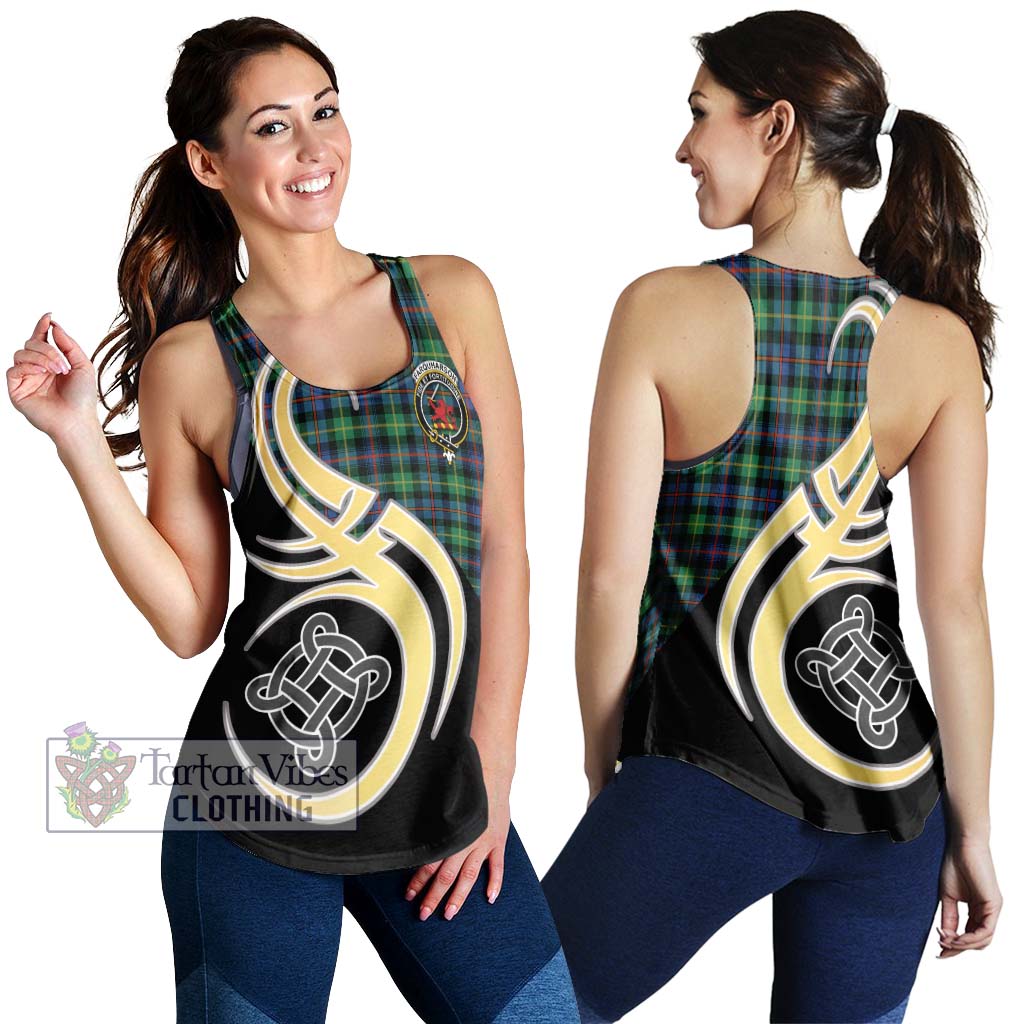 Farquharson Ancient Tartan Women's Racerback Tanks with Family Crest and Celtic Symbol Style 4XL - Tartan Vibes Clothing