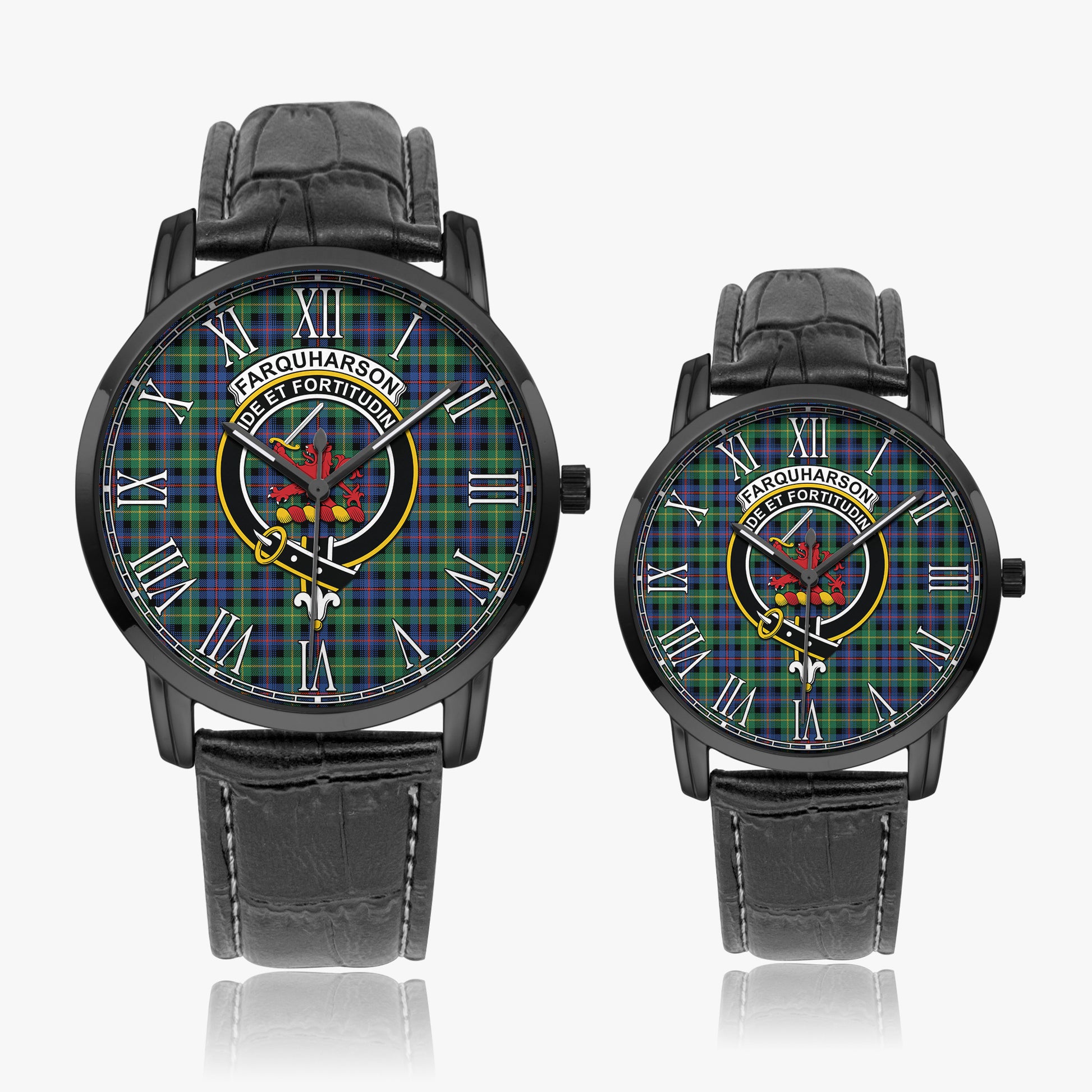 Farquharson Ancient Tartan Family Crest Leather Strap Quartz Watch - Tartanvibesclothing