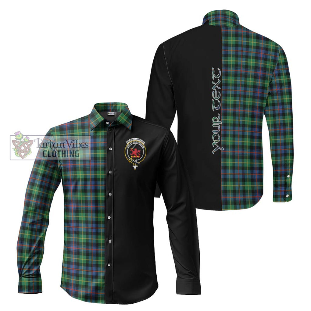 Farquharson Ancient Tartan Long Sleeve Button Shirt with Family Crest and Half Of Me Style Men's Shirt S - Tartanvibesclothing Shop