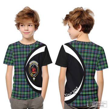 Farquharson Ancient Tartan Kid T-Shirt with Family Crest Circle Style