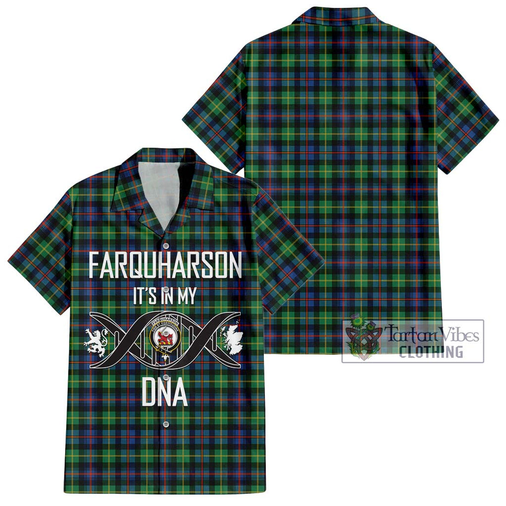 Farquharson Ancient Tartan Short Sleeve Button Shirt with Family Crest DNA In Me Style Kid - Tartanvibesclothing Shop