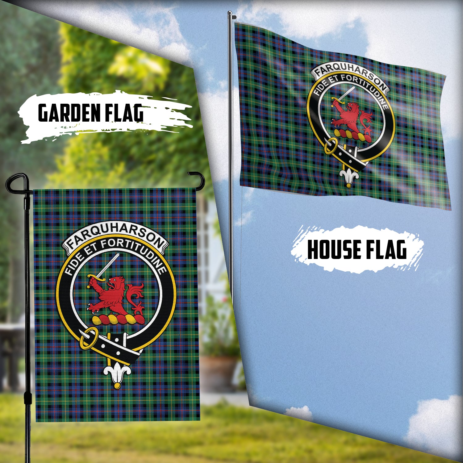 Farquharson Ancient Tartan Flag with Family Crest Garden Flag (Vertical) - Tartan Vibes Clothing