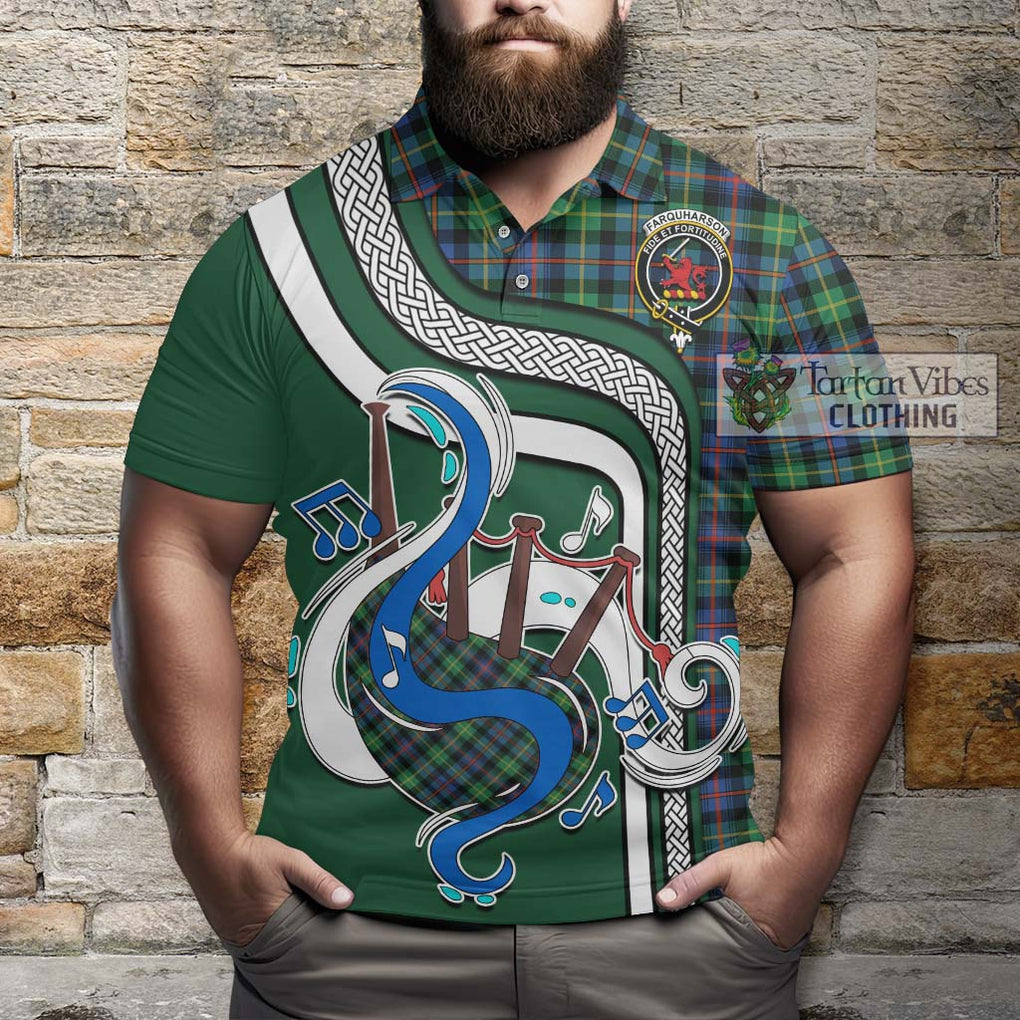 Tartan Vibes Clothing Farquharson Ancient Tartan Polo Shirt with Epic Bagpipe Style